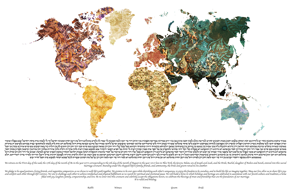 world map ketubah